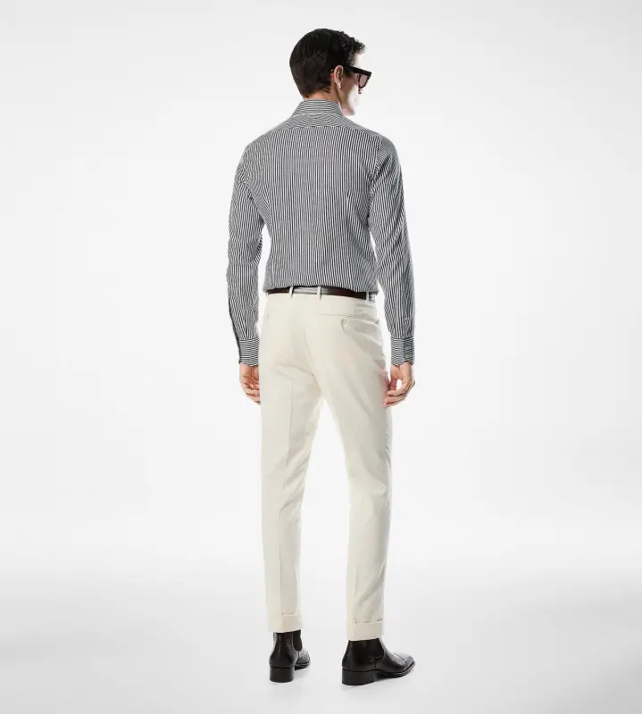 SILK COTTON STRIPE SLIM FIT SHIRT WHITE & BLACK online